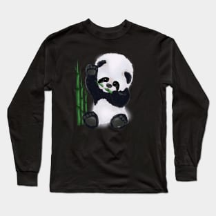 Panda Bear baby eating and waving tenderly Hoodie Long Sleeve T-Shirt